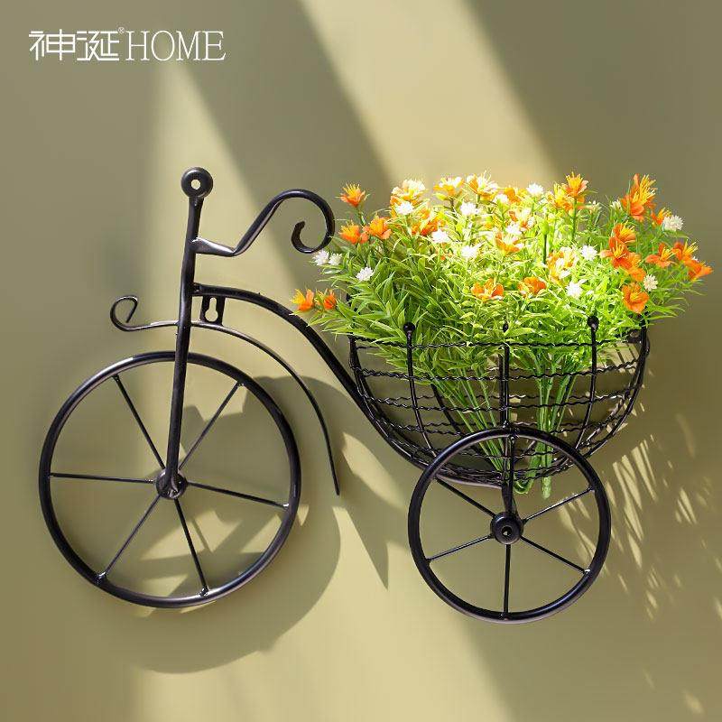 ins风创意自行车花篮壁挂墙上彷真花假花墙面装饰品客厅墙壁挂件,家居饰品,壁饰,淘宝优惠券,粉丝福利购,淘宝优惠卷