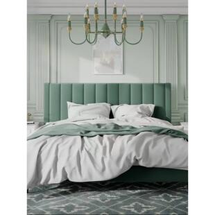 简单的实木软包装床头单购买床头板现代主卧室双人床和早餐与极简