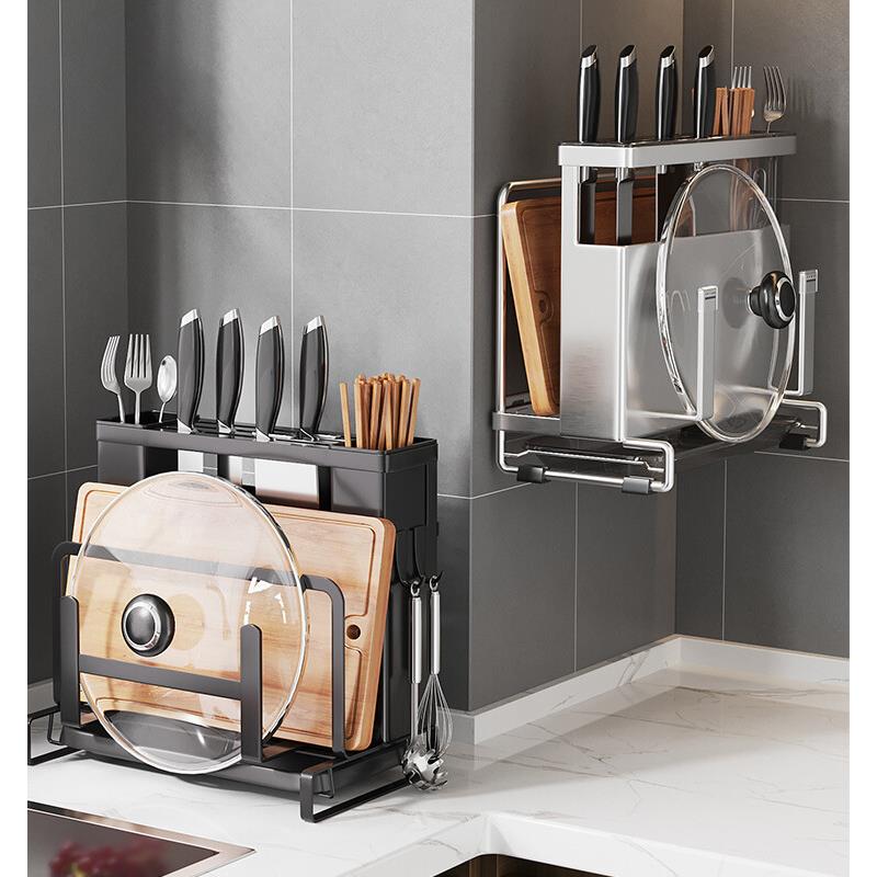 德国不锈钢刀架壁挂式厨房用品菜刀筷子菜板刀具置物架子一体