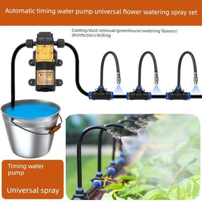 水泵加压自动洒花装置定时洒水喷雾减尘微喷灌养殖冷却加湿系统