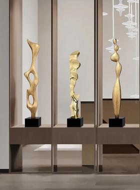 抽象人物雕塑无障碍豪华高端客厅入口落地修长高大修长的艺术饰品