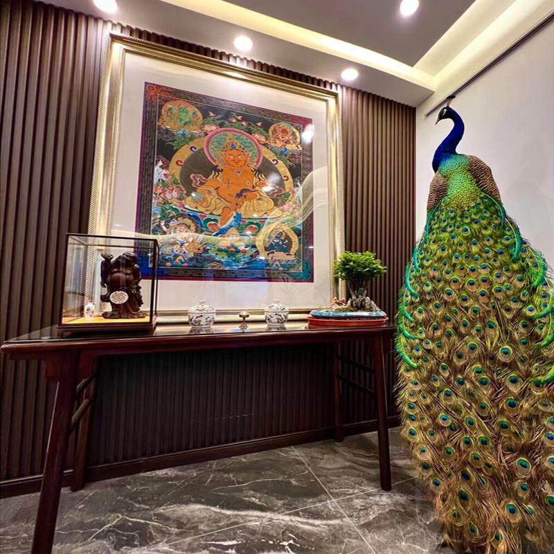 高档轻奢孔雀标本落地摆件客厅装饰工艺礼品摆饰送礼高端大气上档