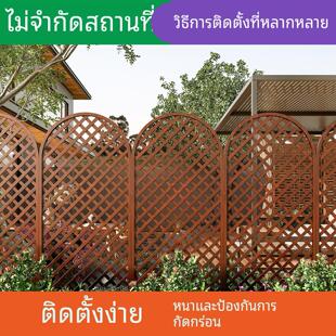 防腐木栅栏户外庭院围栏阳台护栏爬藤架网格圆弧形花园隔断花架