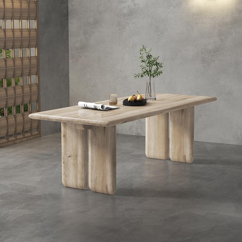 北欧侘寂风实木餐桌现代简约原木客厅饭桌长方形办公桌茶桌工作台