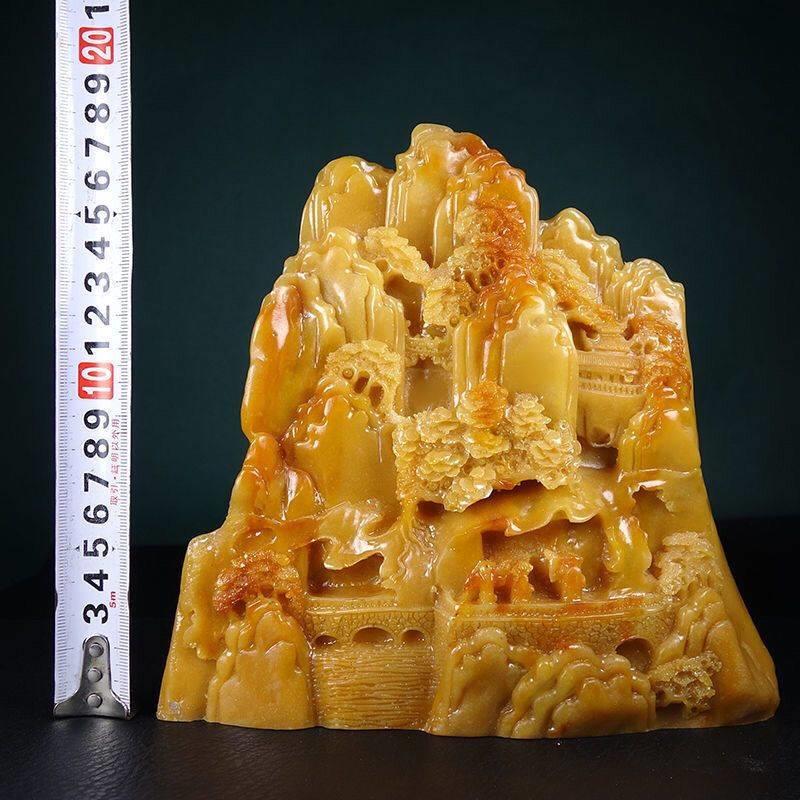 寿山石雕田黄石平步青云摆件原石玉石观赏奇石客厅办公室摆件