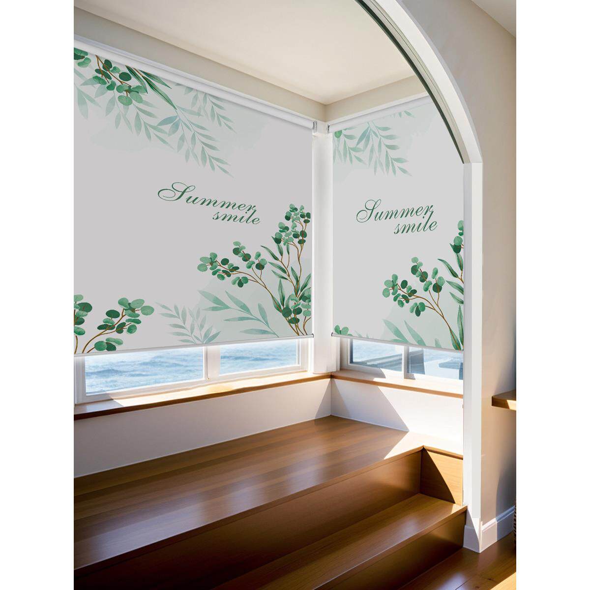 双汇卷帘厨房浴室粘接式免打孔遮阳卷帘拉帘定制