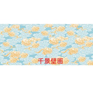热销佛堂壁布祥云图画案贴纸供桌供奉背景墙墙布壁布寺院装修墙纸