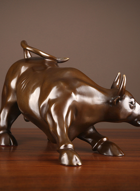 热销德祥缘纯铜牛摆件牛华尔街牛家居装饰品客厅办公室开业礼品