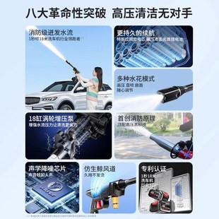 高压水枪家用清洗车大功率充电锂电池增压 热销无线洗车机2025新款