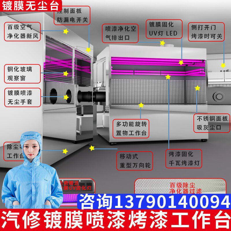 热销汽修车灯镀膜喷漆无尘工作台除吸尘镀膜喷漆烤漆无尘洁净工作