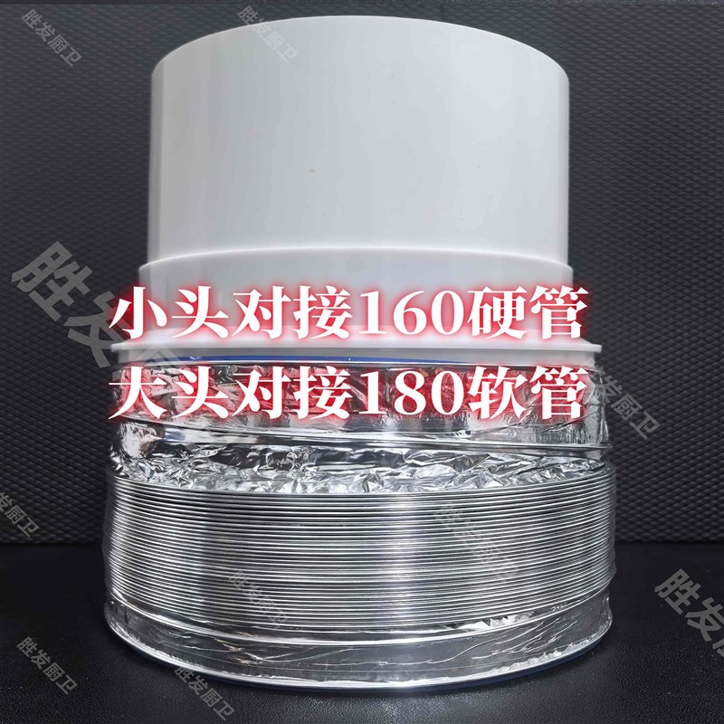 热销油烟机180铝箔烟管转160PVC硬管变径圈排烟管18转16接头抽油