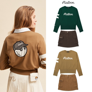 长袖 韩国MALBON高尔夫女装 针织衫 运动套装 防走光灯芯绒短裙 秋冬季