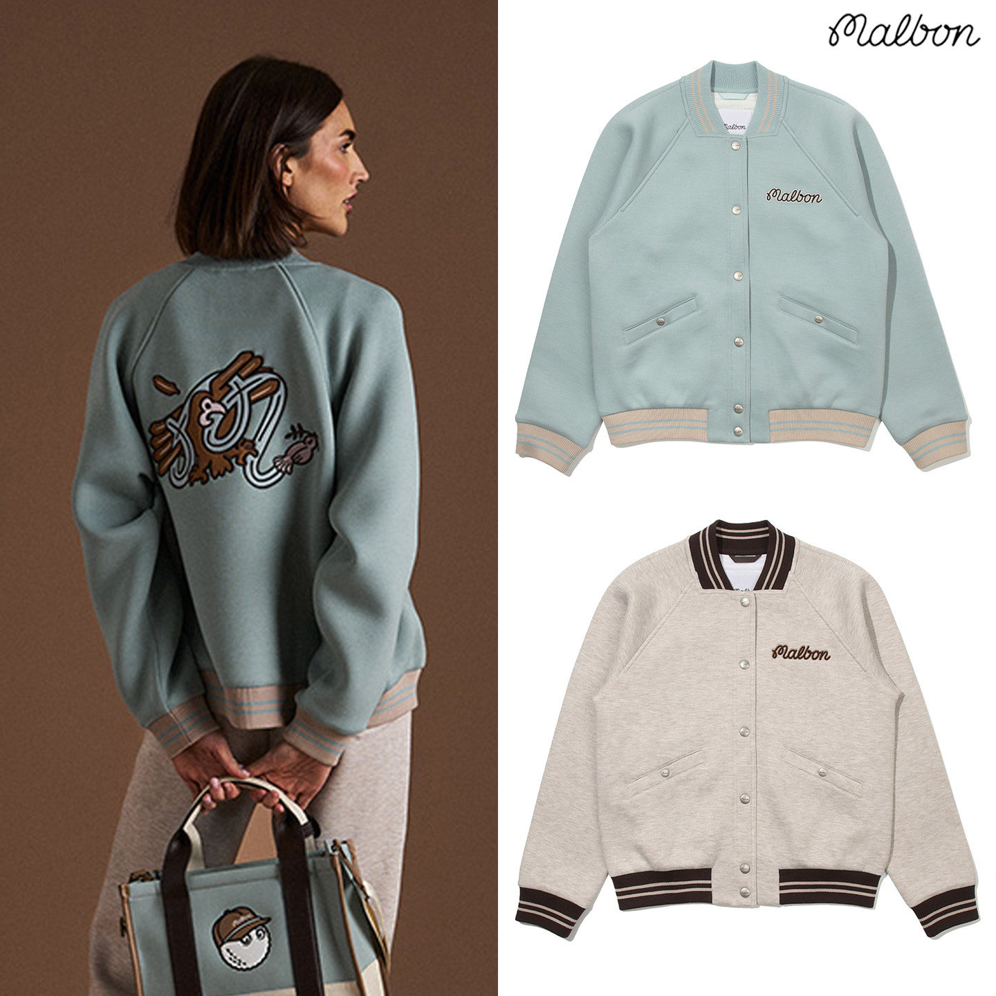 韩国MALBON高尔夫服装25秋季女款运动休闲棒球领宽松时尚夹克外套,运动/瑜伽/健身/球迷用品,高尔夫上装,淘宝优惠券,粉丝福利购,淘宝优惠卷