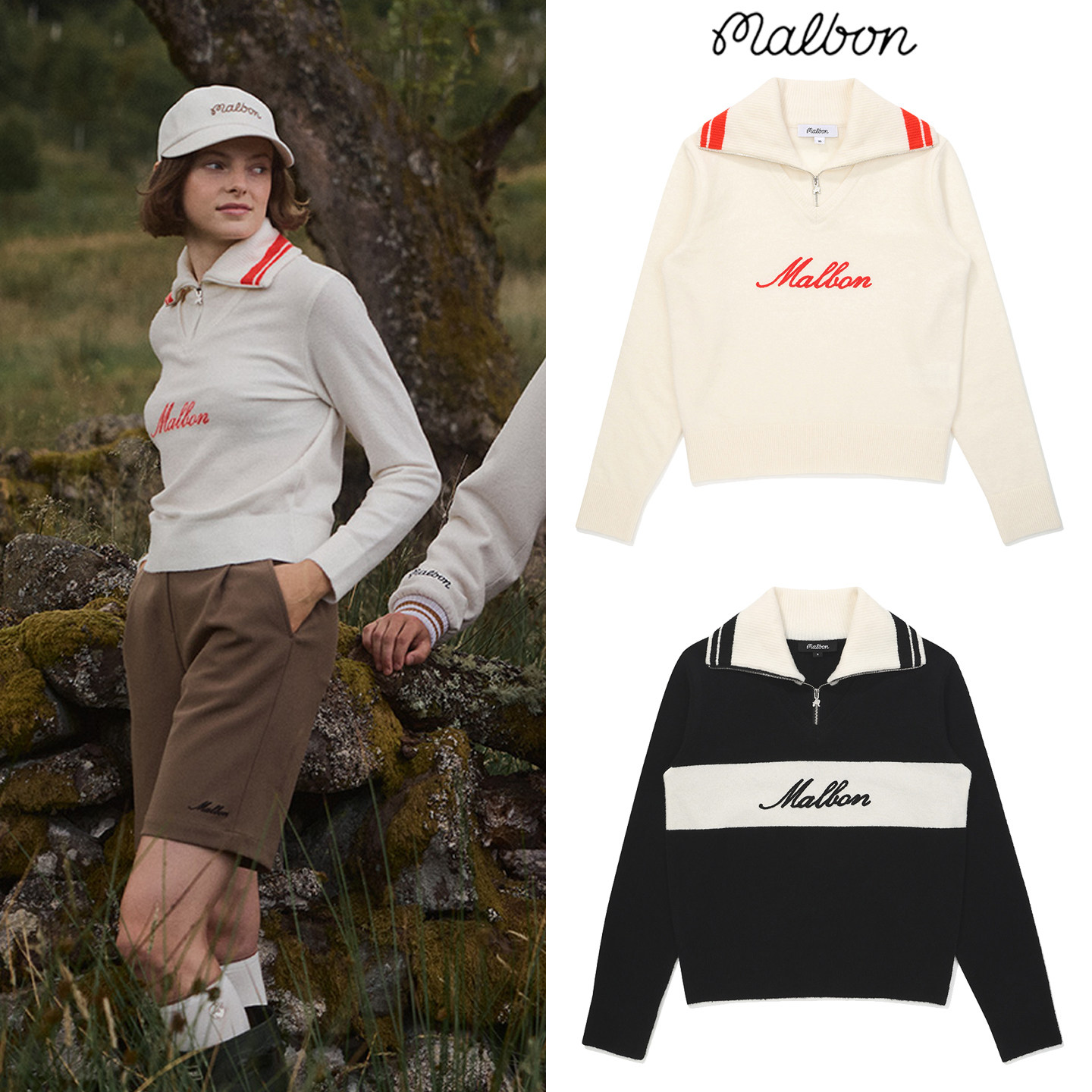 韩国MALBON高尔夫女装时尚翻领半拉链长袖针织衫运动休闲高弹保暖,运动/瑜伽/健身/球迷用品,高尔夫上装,淘宝优惠券,粉丝福利购,淘宝优惠卷