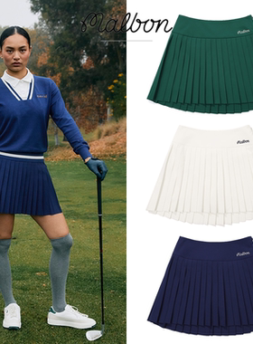 韩国MALBON高尔夫球服裙子25春季女士纯色百褶裙运动半身A字短裙
