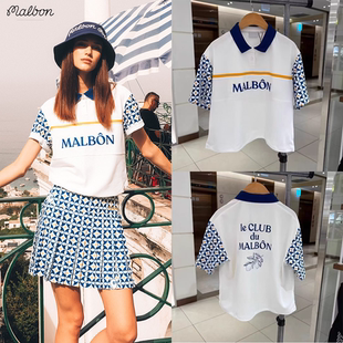碎花时尚 25韩国MALBON高尔夫服装 POLO衫 女款 轻薄运动速干透气 短袖