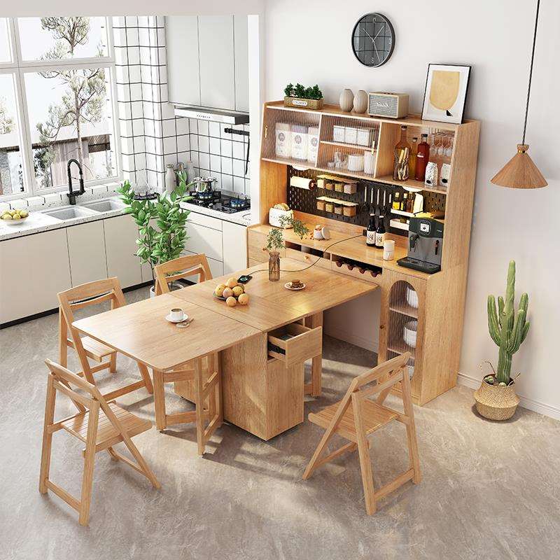 新款家具餐边柜折叠餐桌一体日式伸缩隐藏小户型家用隐形带桌