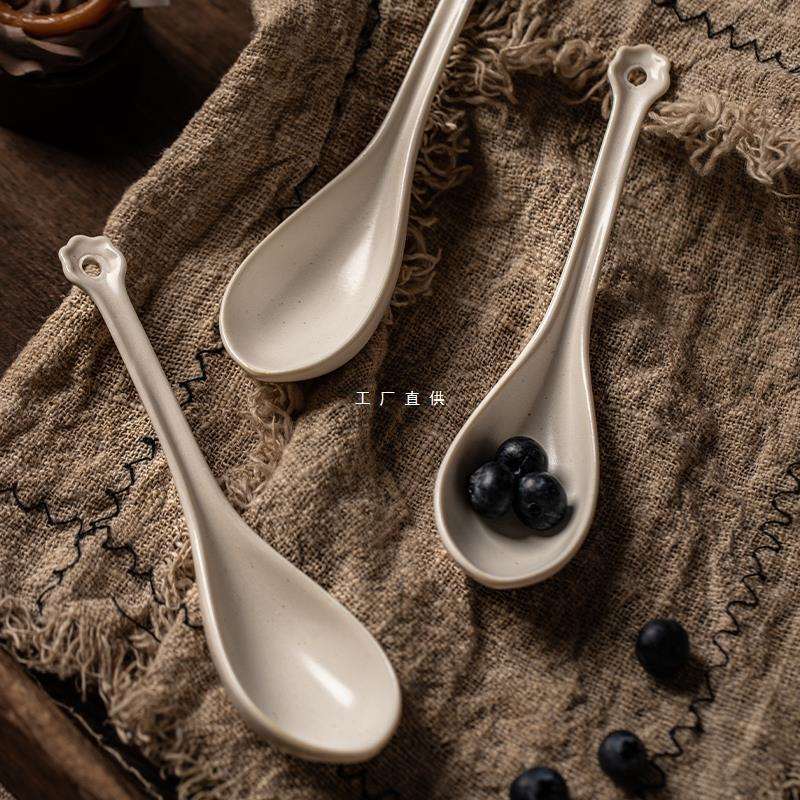 莳绘金缮日式陶瓷勺子吃饭饭勺家用高颜值汤匙调羹景德镇喝汤汤勺