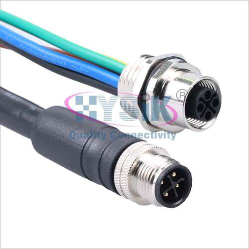 M12电源插头线S型3P4P后接16AWG大电流连接器