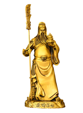 热销铜关公关二爷大号摆件黄铜武财神家用客厅关羽武圣关公像商铺