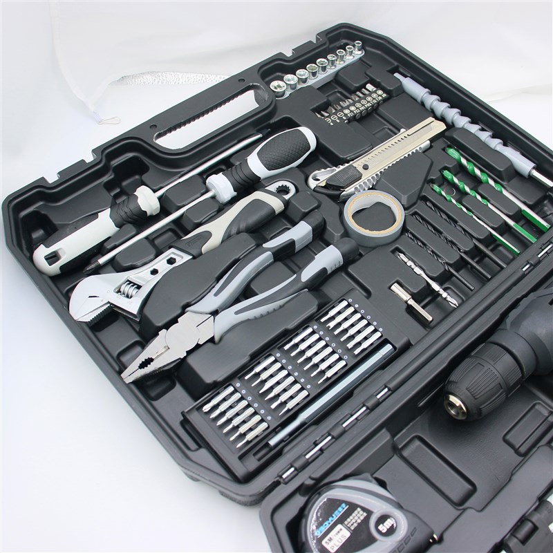 热销家用220V手电钻工具箱套装扳手螺丝刀钢丝钳电动工具套装大全