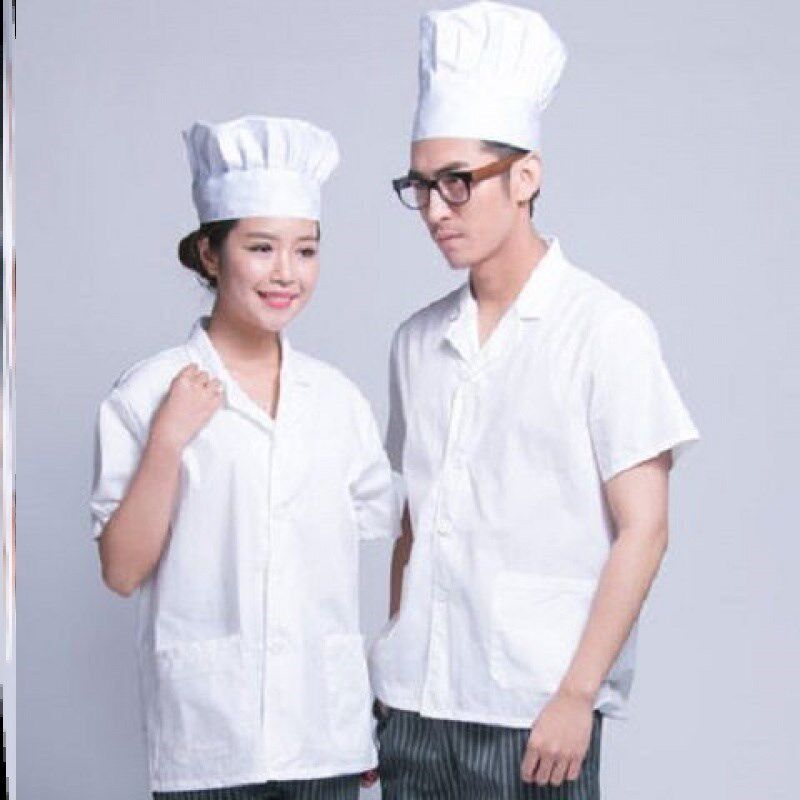 热销夏季女款长袖白色厨师服装女食堂透气幼儿园饭店厨师服男厨房
