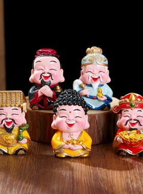 热销创意五福财神爷小摆件客厅办公室桌面装饰品玄关招财纳福开业