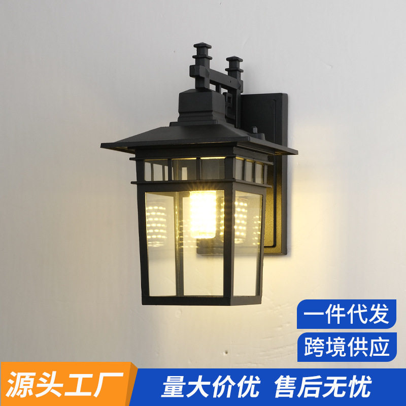中式户外防水壁灯别墅庭院外墙大门口两侧阳台室外花园接电复古灯