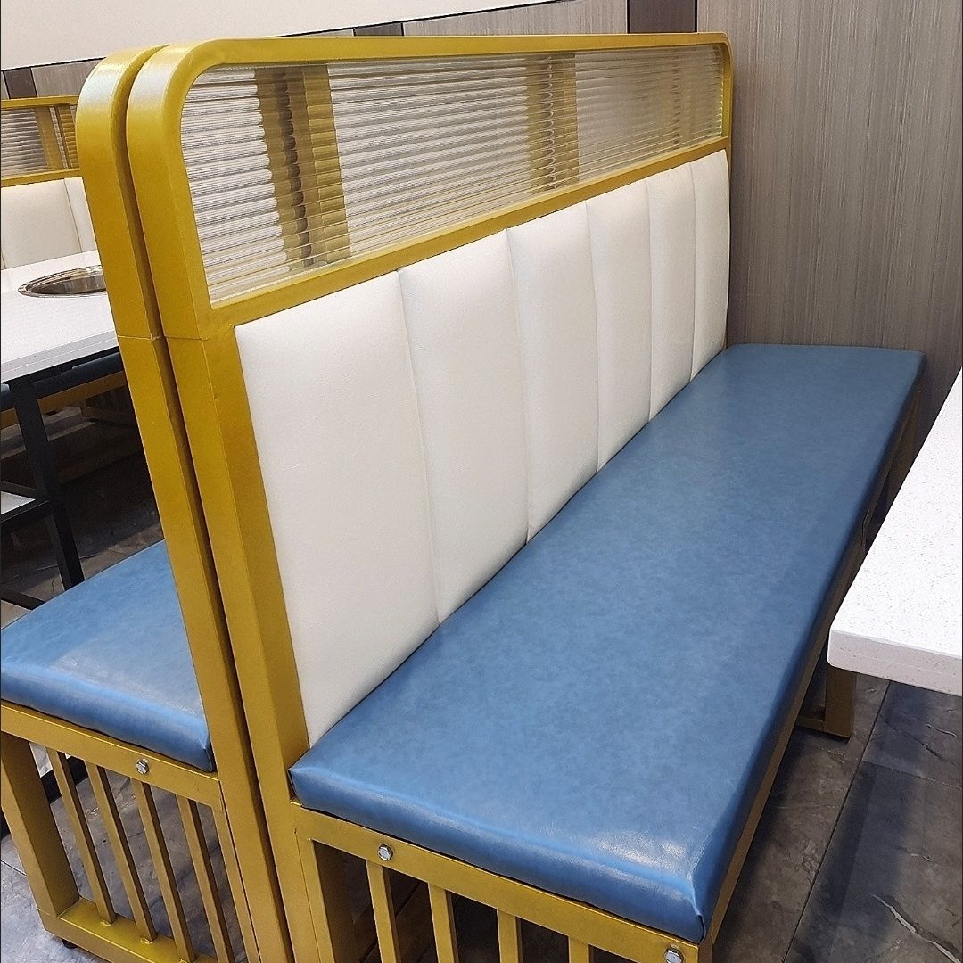 钉制岩板餐饮店餐厅卡座沙发连锁店烤肉火锅烧烤饭店铁艺桌椅组合