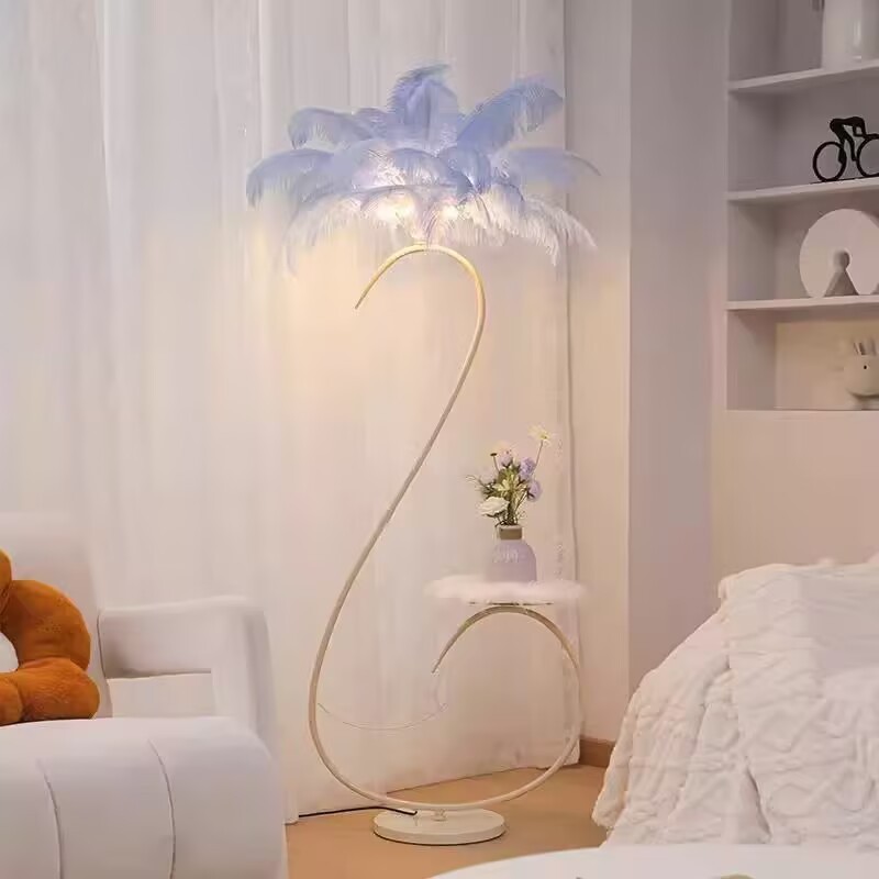 北欧羽毛网红转角落地灯