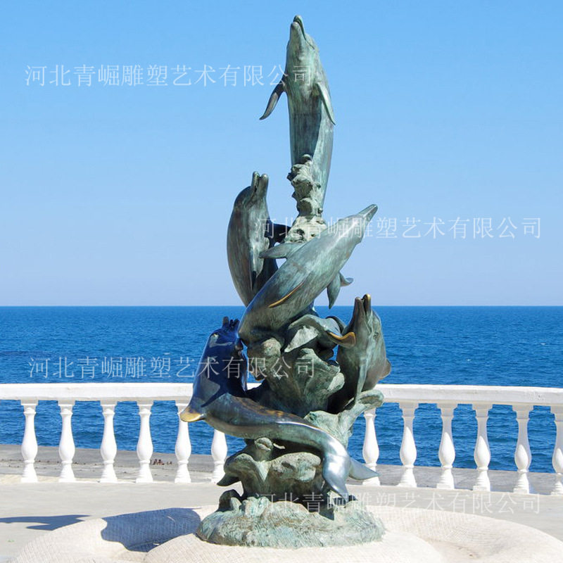 铸铜海豚喷泉雕塑户外水景