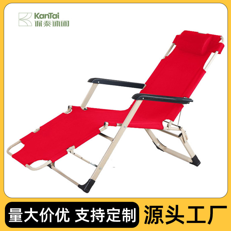 批发折叠沙滩两用野营躺椅床午休床两用折叠休闲户外躺床椅钢管