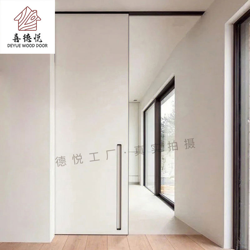 极简口袋门隐形门内嵌弹按式实木隐藏门吊轨推拉移门隔断门