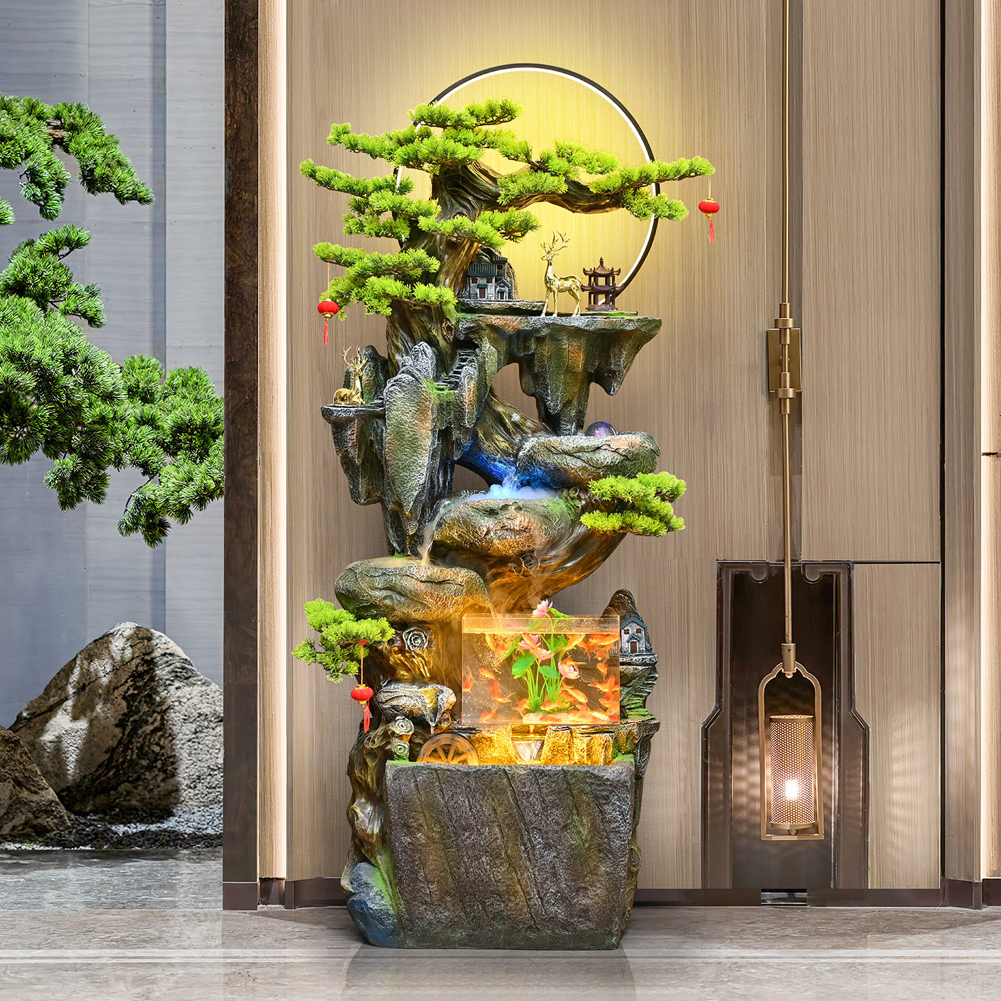 风水轮假山喷泉流水摆件招财办公室循环水落地鱼缸乔迁开业贺礼品,家居饰品,国学摆件,淘宝优惠券,粉丝福利购,淘宝优惠卷