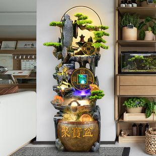 流水摆件循环水招财客厅风水轮聚宝盆聚财公司办公室乔迁开业礼品