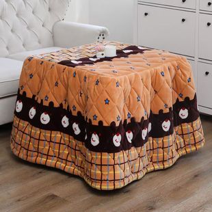 烤火罩桌子加厚双面绒电炉罩长方形电暖炉套冬简约新款 裙叉烤火被