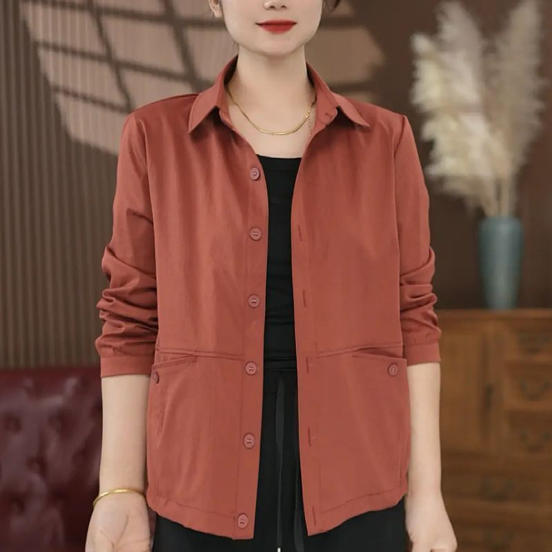 中年女士春装新款休闲百搭外套时尚妈妈装宽松大码显瘦薄款夹克衫