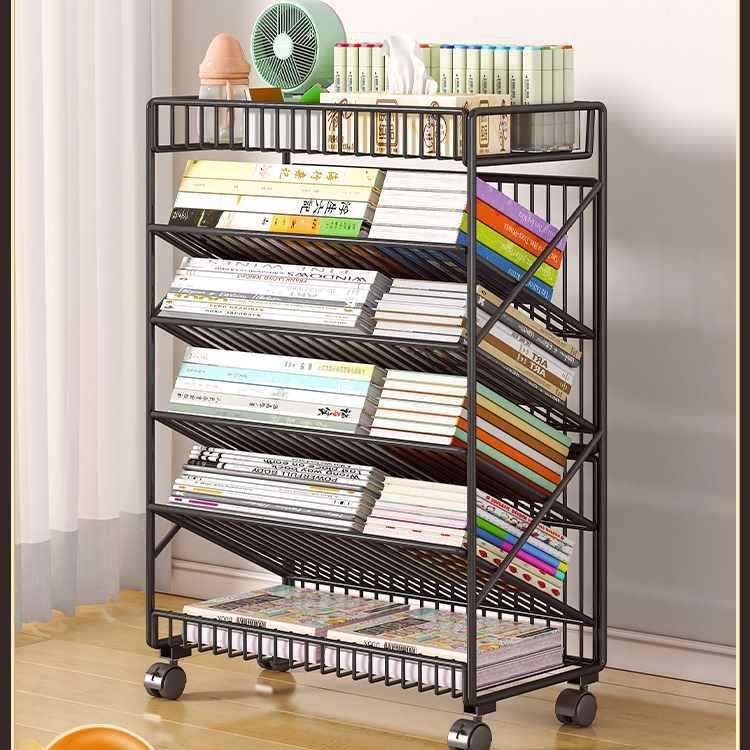 书架可移动落地置物架桌下大容量教室简易学生课桌边带轮书本收纳