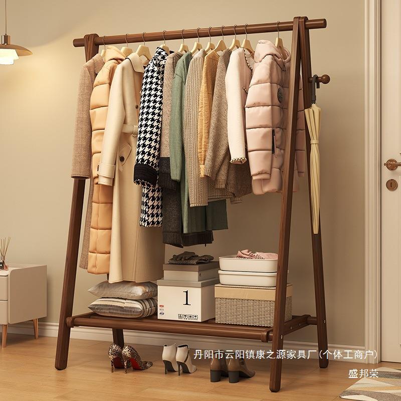 厂家立式衣帽架木挂衣架落地实多功能款简yi卧室置物架加粗