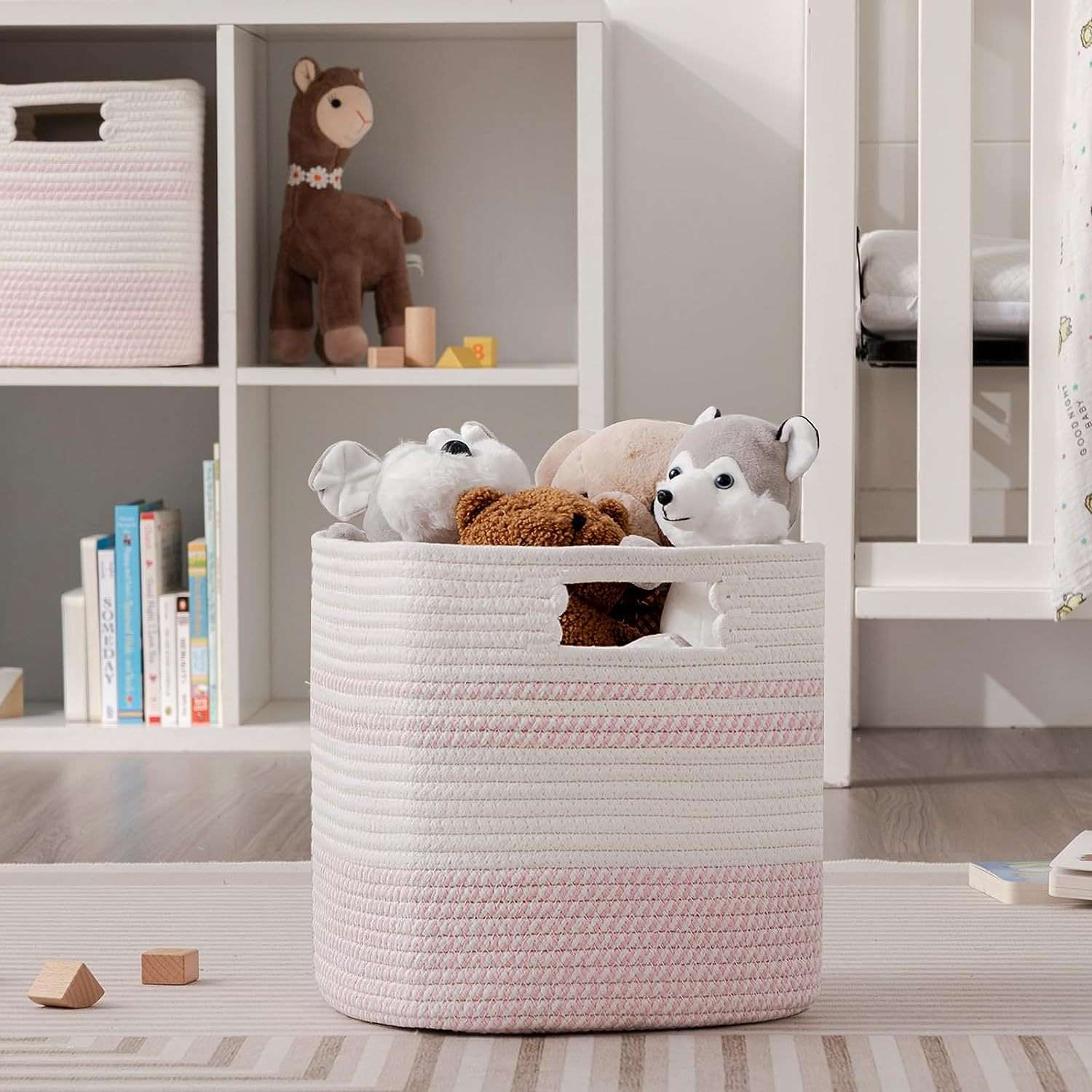 棉绳编织收纳筐方形大容量玩具杂物脏衣服收纳篮阳台脏衣篓收纳桶