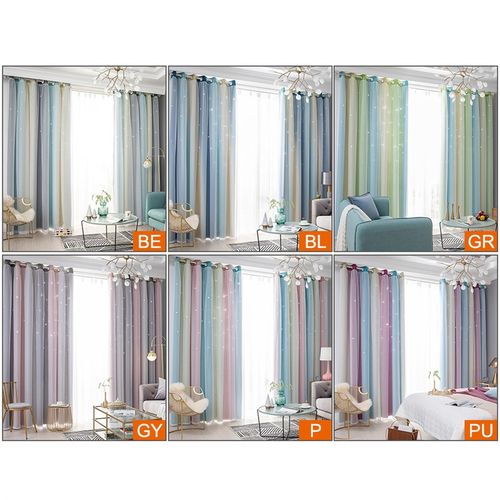 1 Panel Star Curtains Blackout Curtains Colorful Double Laye