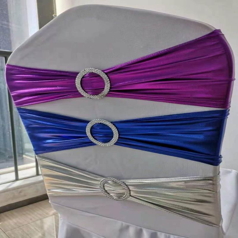 结婚椅子套紫红金色蝴蝶结免系椅背花飘带绑带椅背纱椅子套背装饰