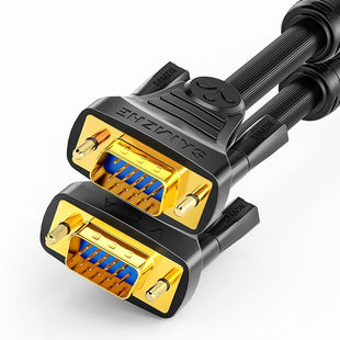 山泽VGA线高清工程级3+6线芯公对公双磁环笔记型电脑显示器连接线