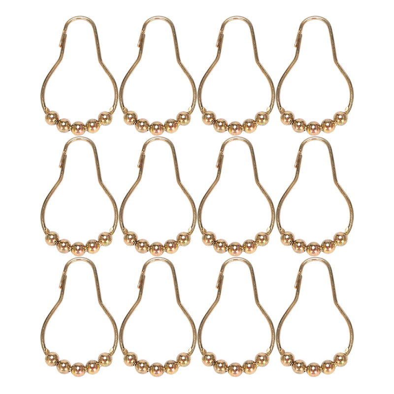 新品Easy Install Rustproof Shower Curtain Hooks Frictionless