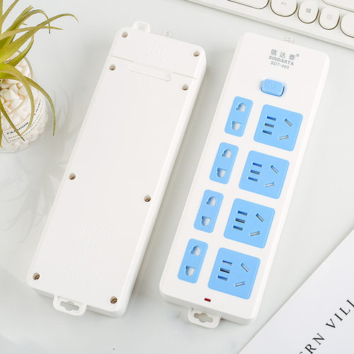 信达泰无线一体铜条接线大插板全新料带虾尾排插带包装拖线板