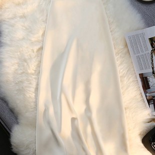 Syiwidii Silk Satin Long Skirts for Women 4 Seasons Elegant