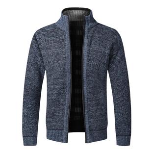 2022 Mens Knit Cardigan Winter Zip-up Vintage Warm Fleece C