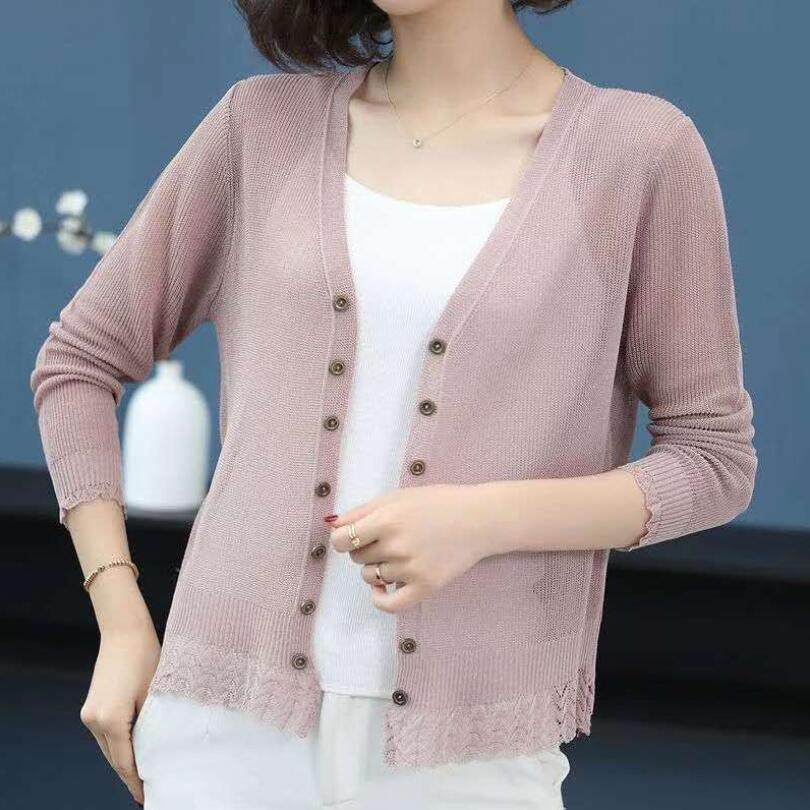 New 2022 Autumn Summer Cardigan Women Hollow Out Shawl Knitt