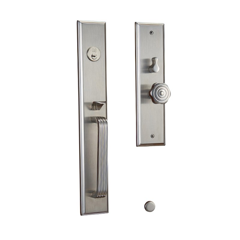 不锈钢304家用带门上锁纯铜锁芯双开实木门超B美式豪华别墅大门锁