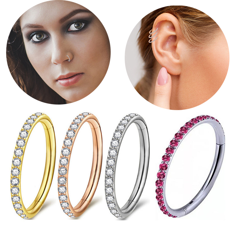 1Pc 16G 6-12mm Titanium Nose Ring Tiny Flower Helix Cartilag